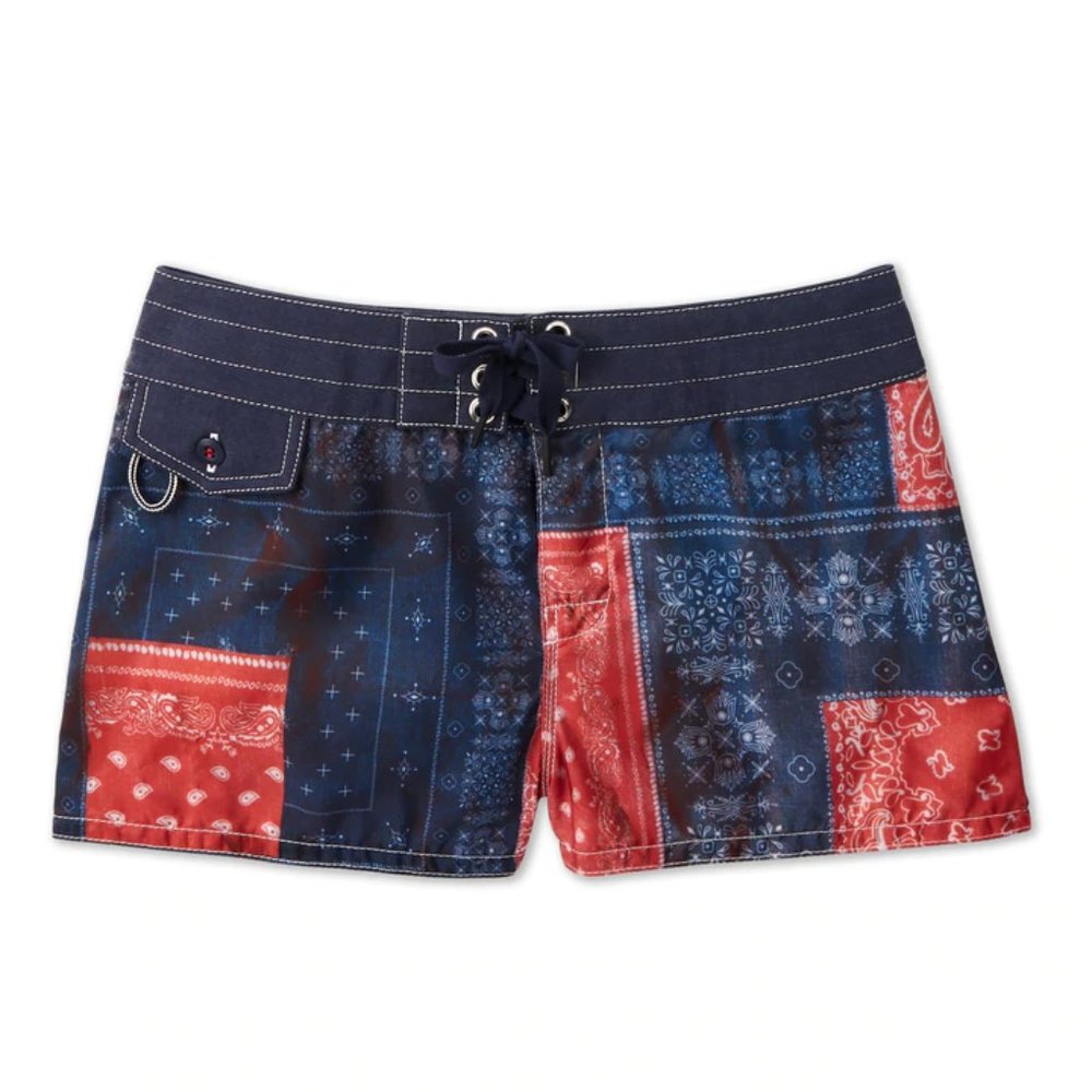 Birdwell patchwork 405 board shorts, NWT size 8